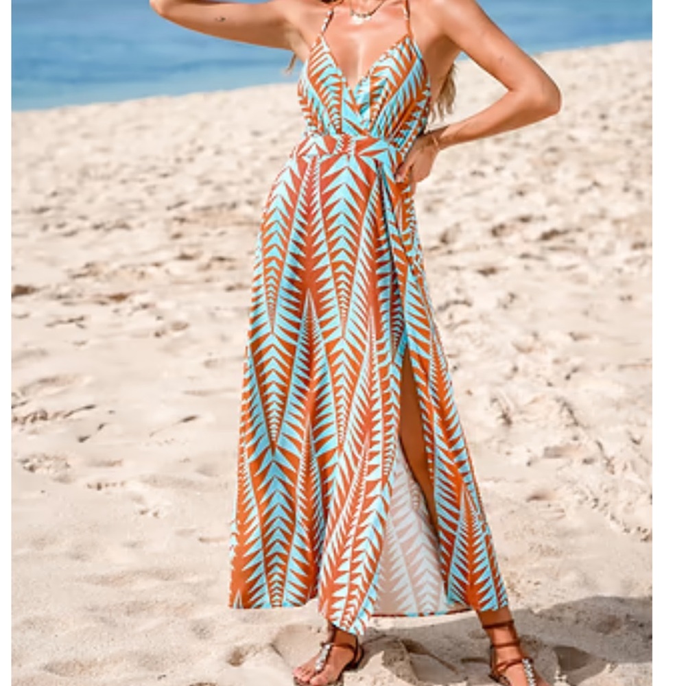 Vibrant Halter Maxi Dress